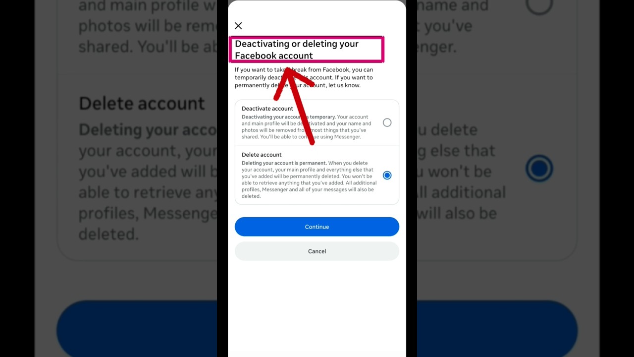 How To Deactivate or Delete Facebook Account 2026 (new update)| Facebook Account Delete #shorts