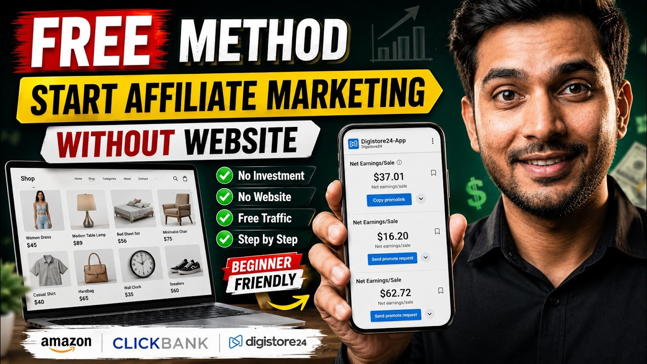 How To Start Affiliate Marketing Without Website Using Free Traffic 2026 | Amazon | Clickbank